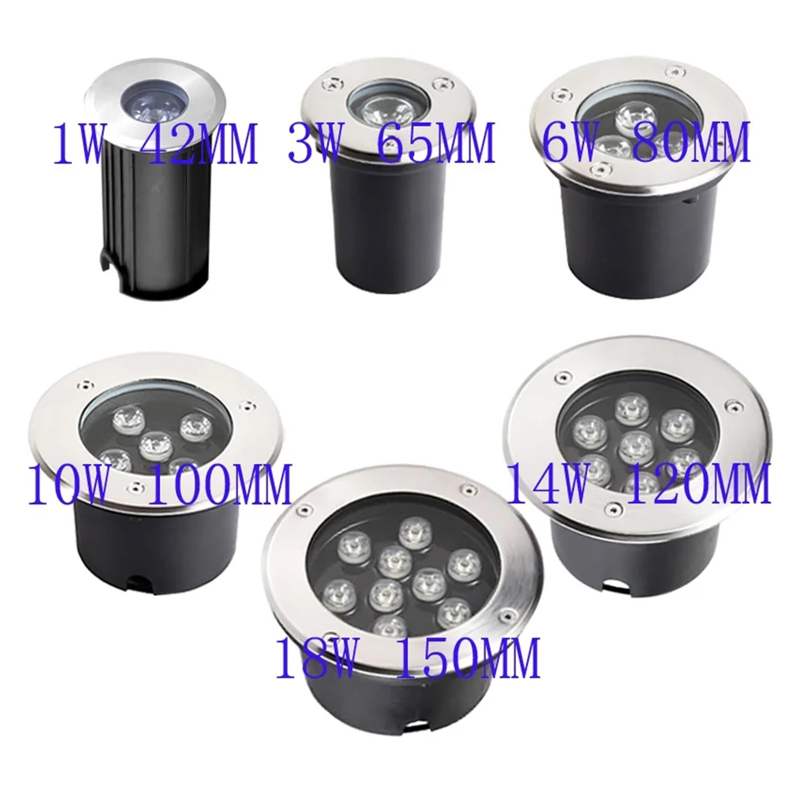 eufeifeiegds Wasserdichte LED-Gartenleuchten, 3 W, 5, 7, 9, IP68, for den Außenbereich, zur Verlegung im Erdreich, for Wege, 12 V DC, 85–265(Natural white 4000K,6W AC85-265V 80MM)
