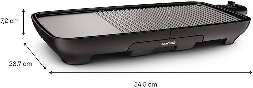 Tefal Tischgrill Malaga TG3918 | Elektrogrill | Regelbarer Thermostat | Antihaftbeschichtete Grillplatte, 2/3 Grill, 1/3 Teppanyaki | Abnehmbares Kabel | Platte+Abtropfschale spülmaschinenfest | 2000W - 7