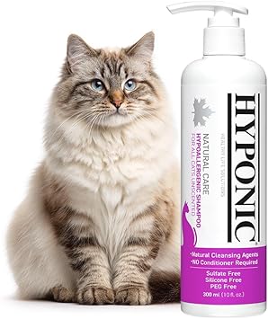 HYPONIC Hypoallergenic Premium Shampoo for All Cats Unscented, 10.14 oz - Fragrance Free Cat Shampoo for Dry Skin, Dandruff, Allergy
