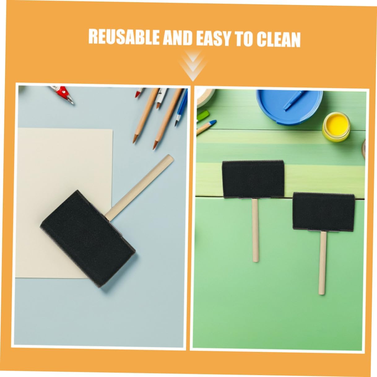 25pcs 4-inch Foam Sponge Paint Brushes with Wood Handles for DIY Crafts, Acrylic and Tempera Painting, Reusable Art Applicators for Classroom and Home Use