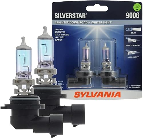 SYLVANIA - 9006 SilverStar - Bombilla halógena de alto rendimiento para faros delanteros, luz alta, luz baja y antiniebla, más brillante en
