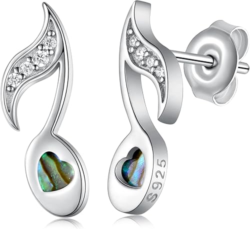 Pendientes y anillo de plata de ley con notas musicales y clave de agudos, joyería musical para mujer