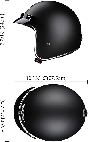 Miniatura 10 de AHR Casco de motocicleta de cara abierta 34, estilo vintage, retro, con visera para hombres y mujeres, Bobber Scooter ATV Cruiser DOT, Run-O5