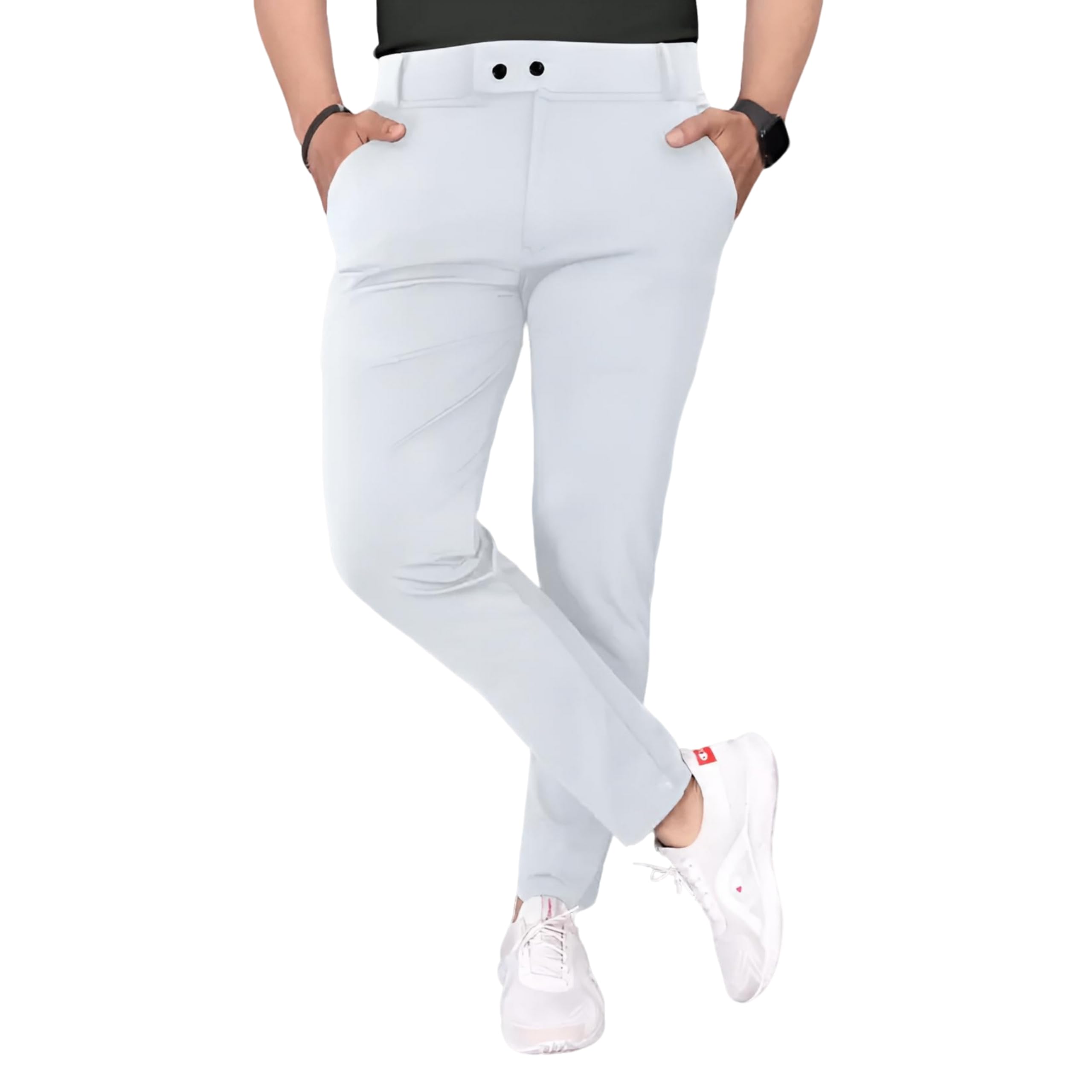 Men's Slim Fit Lycra Blend Trousers | Trendy Office Wear Pants | Regular Fit Men's Trousers | Stylish Men's Pants for Casual and Formal Occasions-image-17
