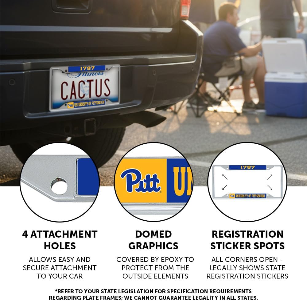 Desert Cactus University of Pittsburgh Car Accessories Panthers Metal License Plate Frame and Tag Holder for Front or Rear of Car (Founding Year)