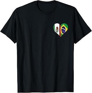 Brazilian Mexican Shirt Heart Flag Brazil Mexico T-Shirt