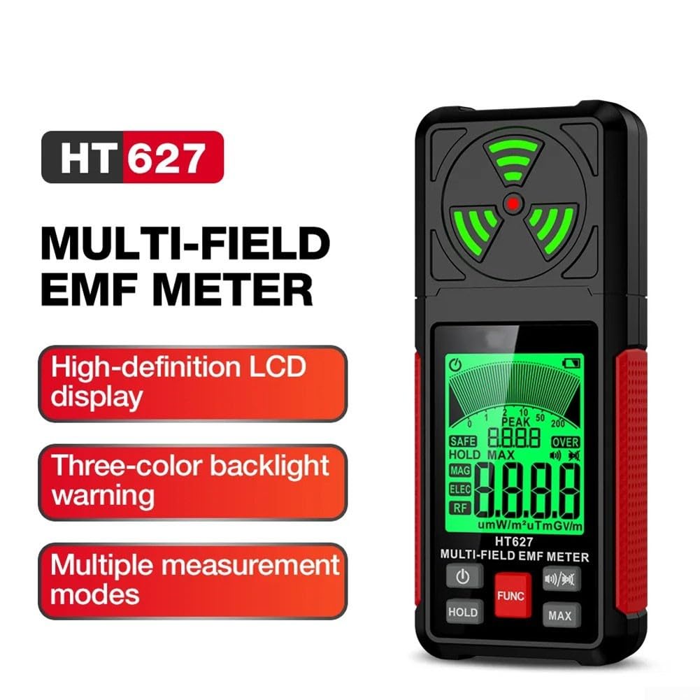 Medidor EMF multifuncional, detecta WiFi, señales 5G y radiación electromagnética de electrodomésticos con pantalla LCD transparente