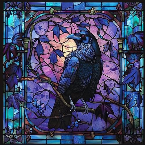 5DDIYART Diamond Painting Kits for Adults 5D Crow Diamond Art Kits for Beginners DIY Full Drill Dot Painting Gem Art Kits for Home Wall Decor13.78 x13.78 Inch