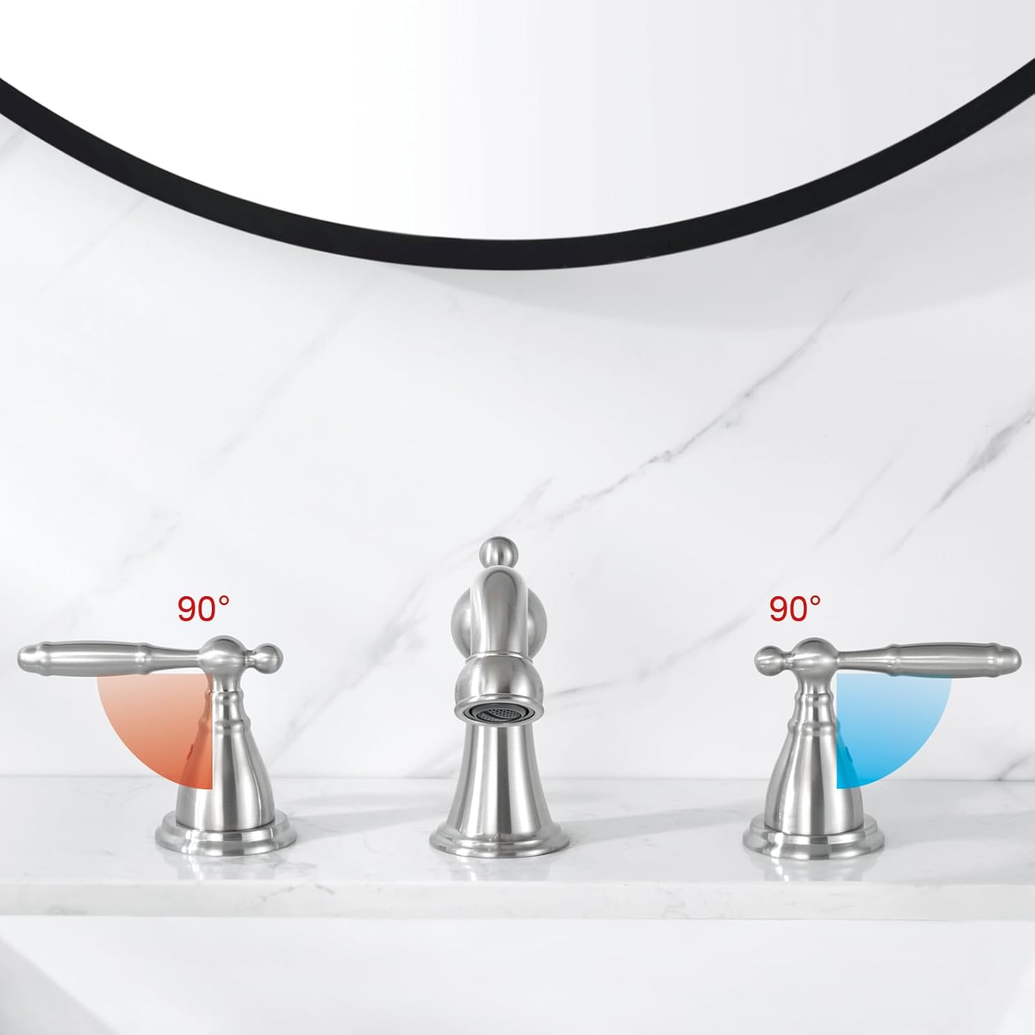 RKF Bathroom Faucets for Sink 3 Brushed Nickel 8 inch Widespread Bathroom Sink Faucet with Drain Double Lever Handle Faucet Bathroom Vanity Faucet Basin Mixer Tap WF013-BN - Image 4