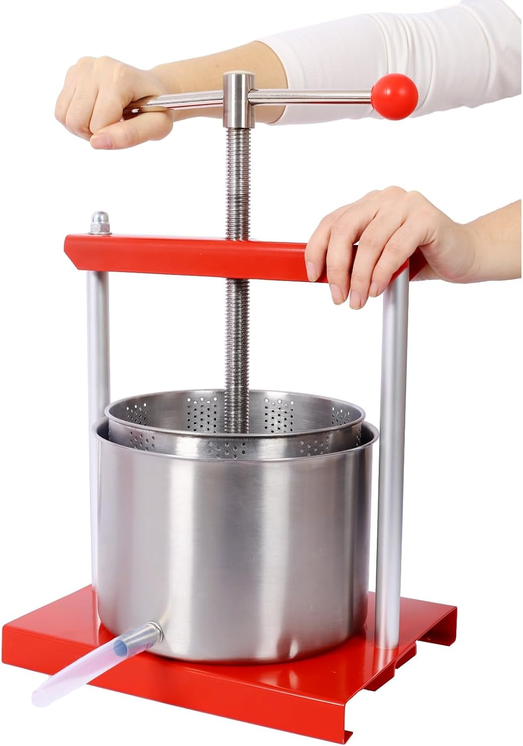 Fruit wine manual press -0.53 gallon stainless steel barrel press, suitable for juice, vegetables, wine, olive oil, does not support designated warehouse shipment