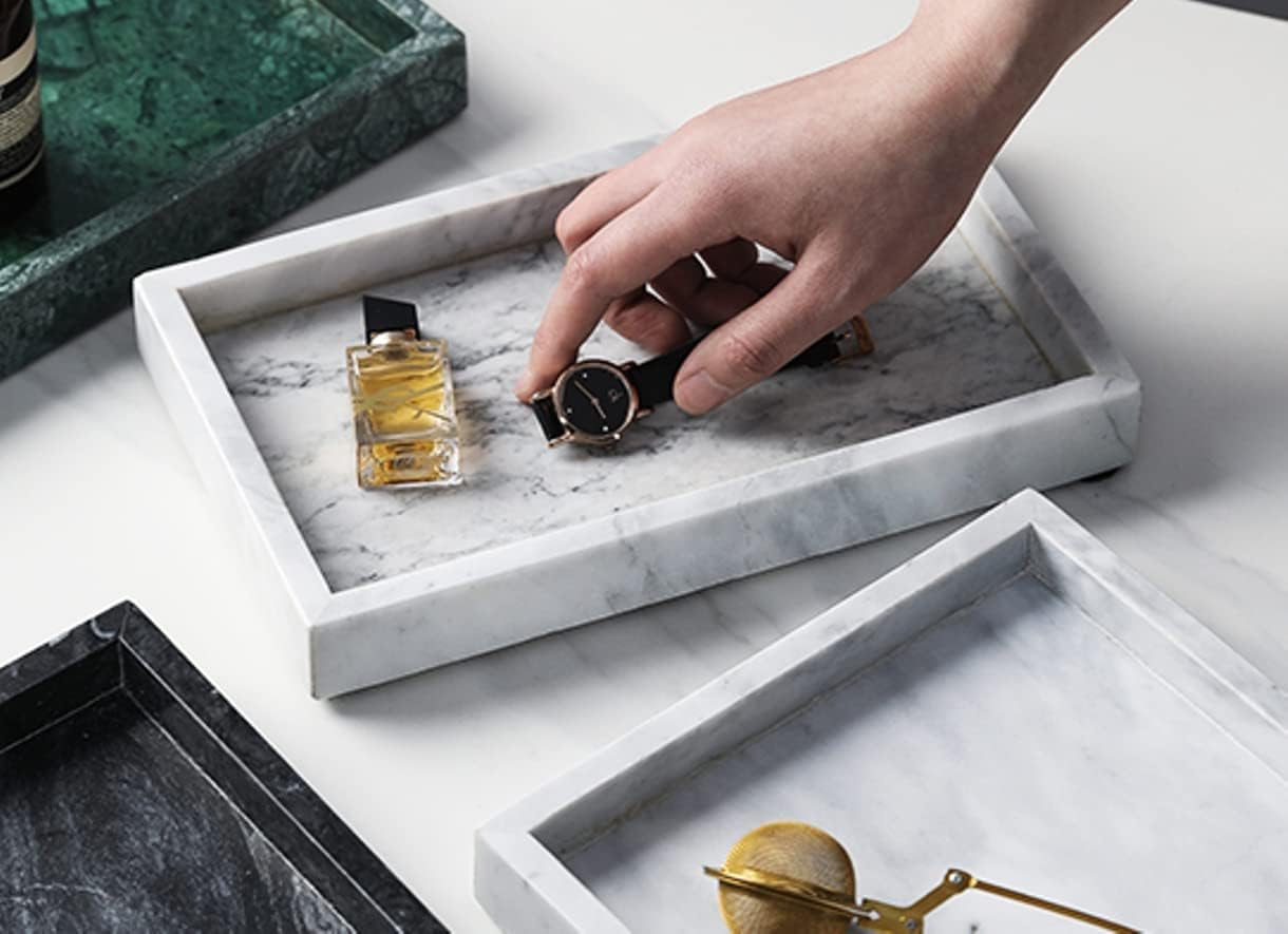 10" x 6" Moreast Real Natural Marble Vanity Tray, Genuine Marble Storage Tray for Home Decor, Large Stone Tray for Bathroom/Kitchen/Vanity/Dresser, Non-Resin/Non-Ceramic, 10 x 6 inch - Image 6