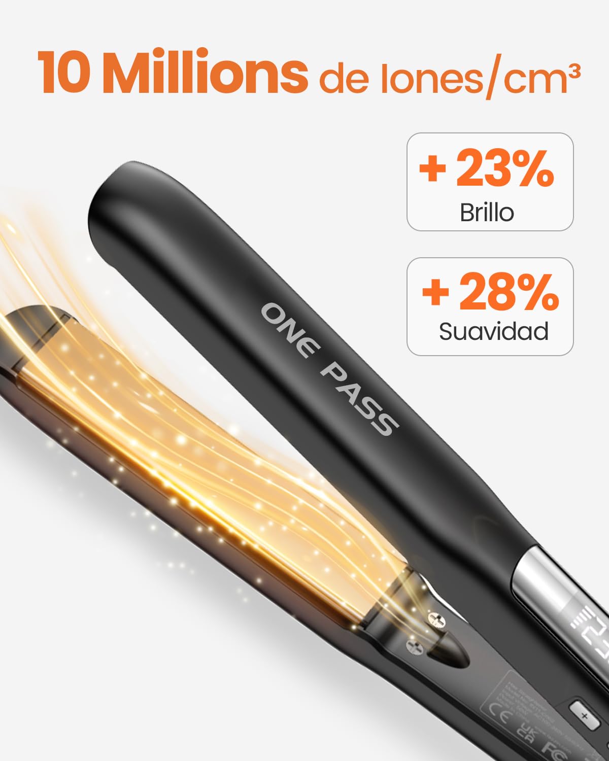 Faszin Planchas del Pelo 2 en 1, Calienta en 20s Plancha Pelo, de Titanio con Iones Plancha de Pelo, Pantalla LCD Clara, Ideal para Alisar, Rizar y crear Ondas (Negro)