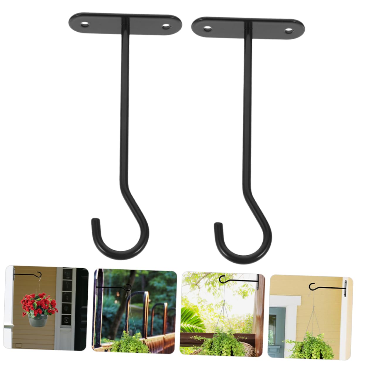 BESTonZON 8 Ensembles Panier de Suspendu Crochet Crochets Plantes en Multi Usine monté cintres de jardinière Cintres à Fleurs Crochet Suspendu Noir