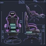 JKOOK Gaming Chair with Footrest, Multifunctional Desk Chair with Linkage Armrest, PU Leather, Video Game Computer Chairs with Lumbar Support, Study,Game,Office,JK08 (Black and Purple)