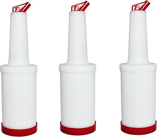 Juego de 3 botellas rojas de 1 cuarto de galón para verter y almacenar jugo de fruta y licor - Recipientes para botellas de jugo de barras, botellas