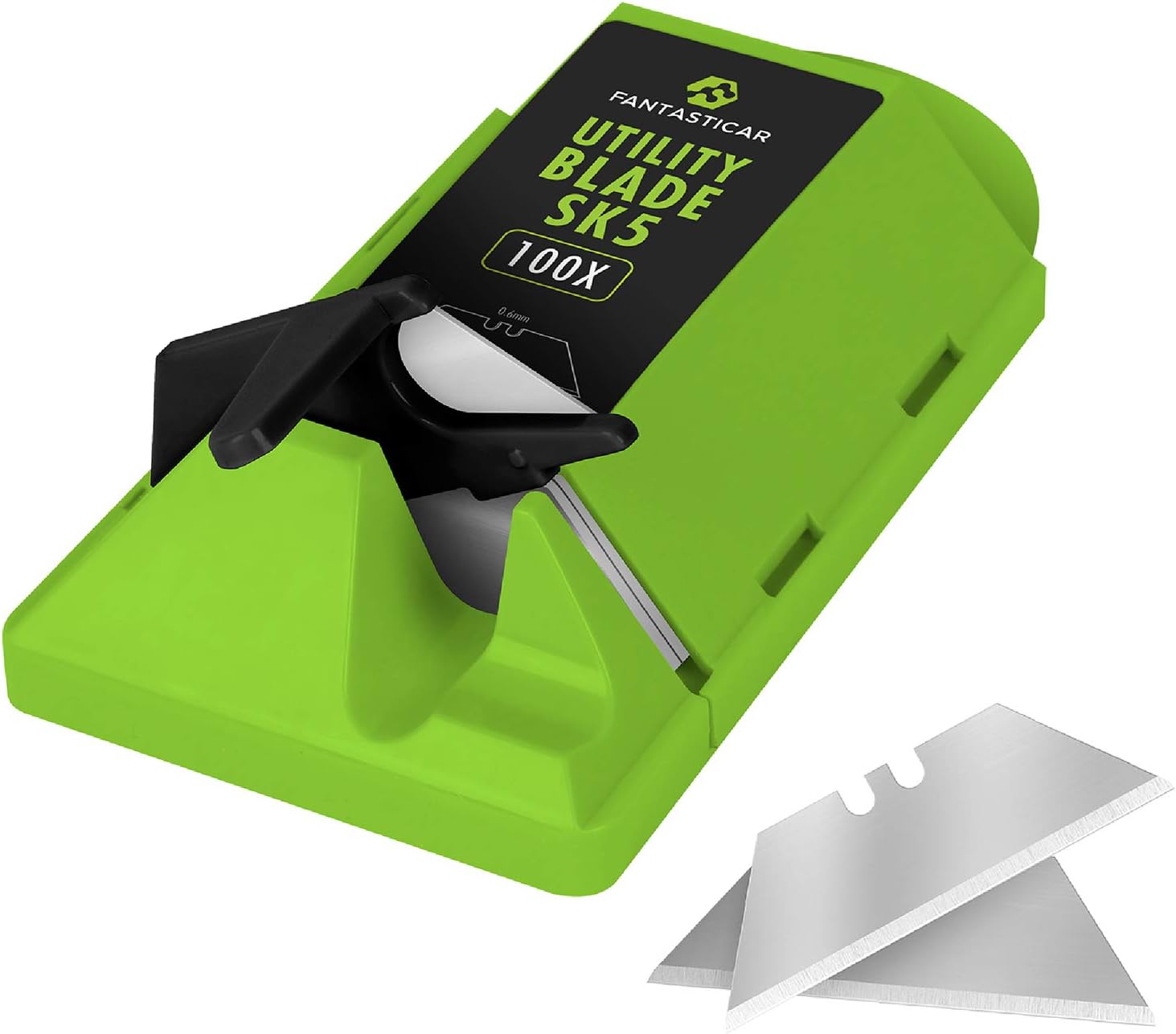 FANTASTICAR 100-Pack Utility Knife Box Cutter Blades SK5 High Carbon Steel with Green Dispenser : Tools & Home Improvement