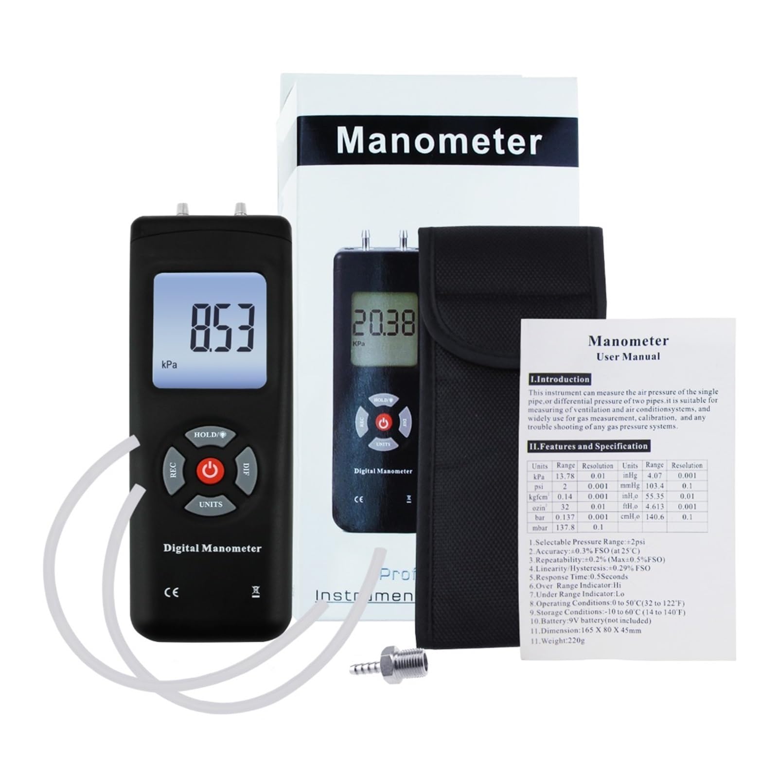 Manómetro digital de presión diferencial pantalla LCD servicio HVAC
