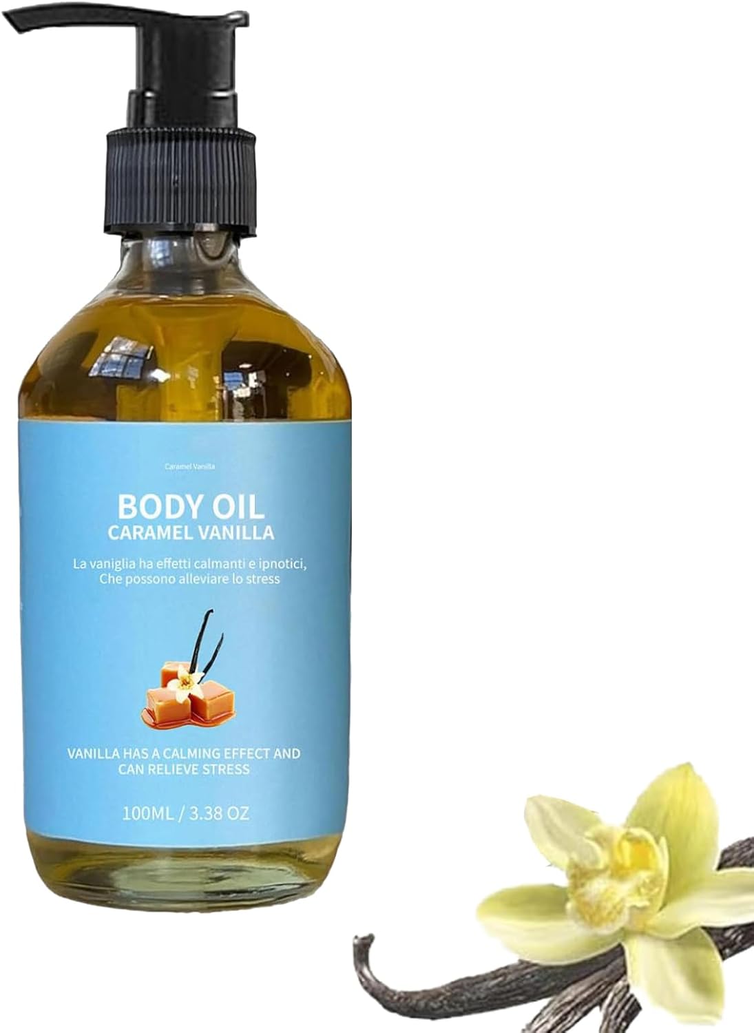 Huile Parfumée Corps,Huile hydratante pour le corps parfums vanille caramel, Caramel Vanille Physique Oil, Parfums Huile corporelle Caramel Vanille, Huile corporelle fabriquée à la fundamental (1pc, 100ml)