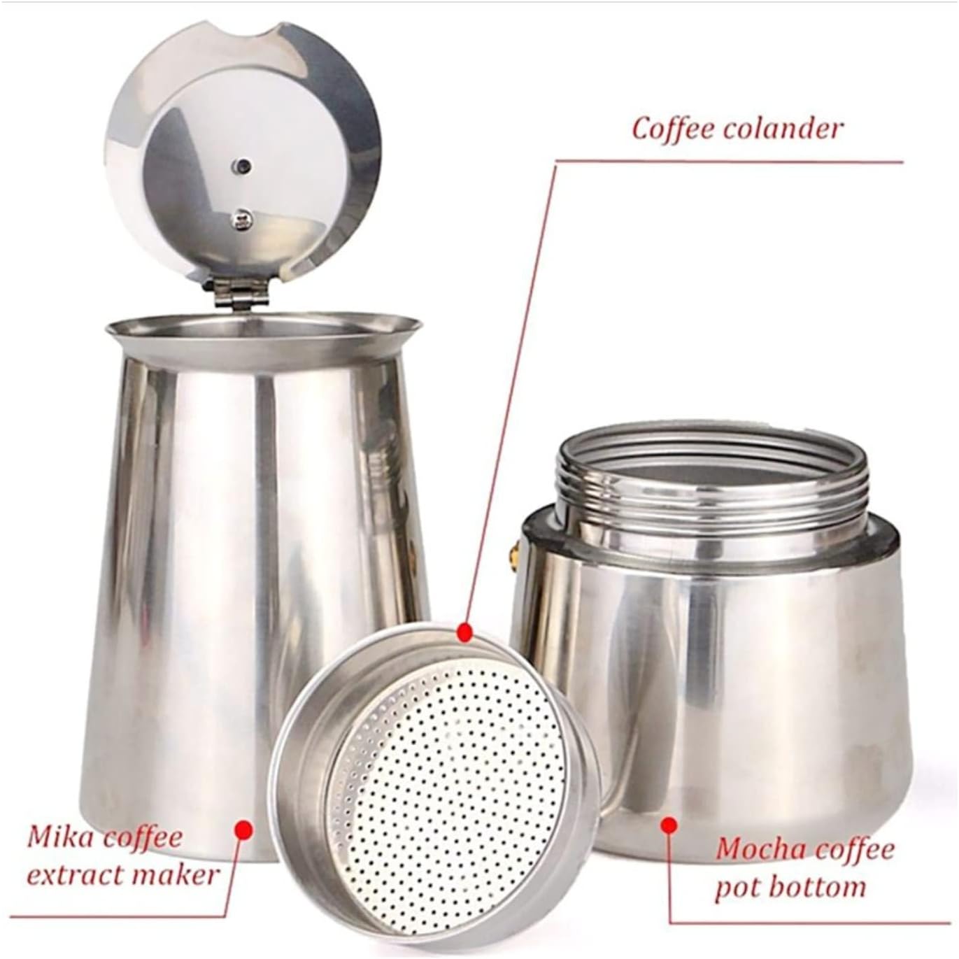 Yosoo Coffee Maker, Stainless Steel Coffee Pot Stovetop Latte Maker Percolator Stove Top Filter Coffee Maker Pot Easy Clean (450ML 9 Cup)