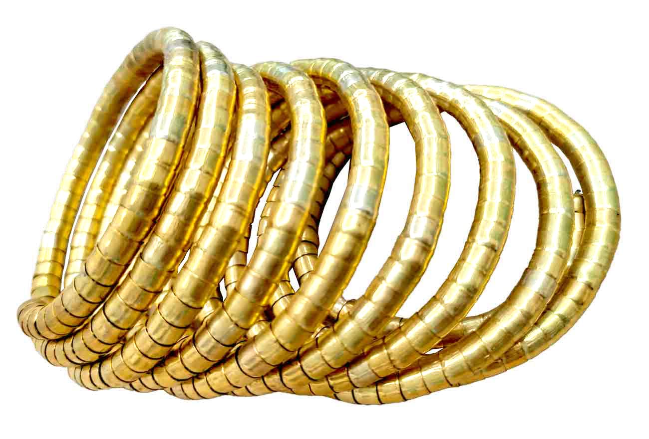 Fuschianet Golden Spiral Hoop Cuff Bracelet Bangle for Girls and Women
