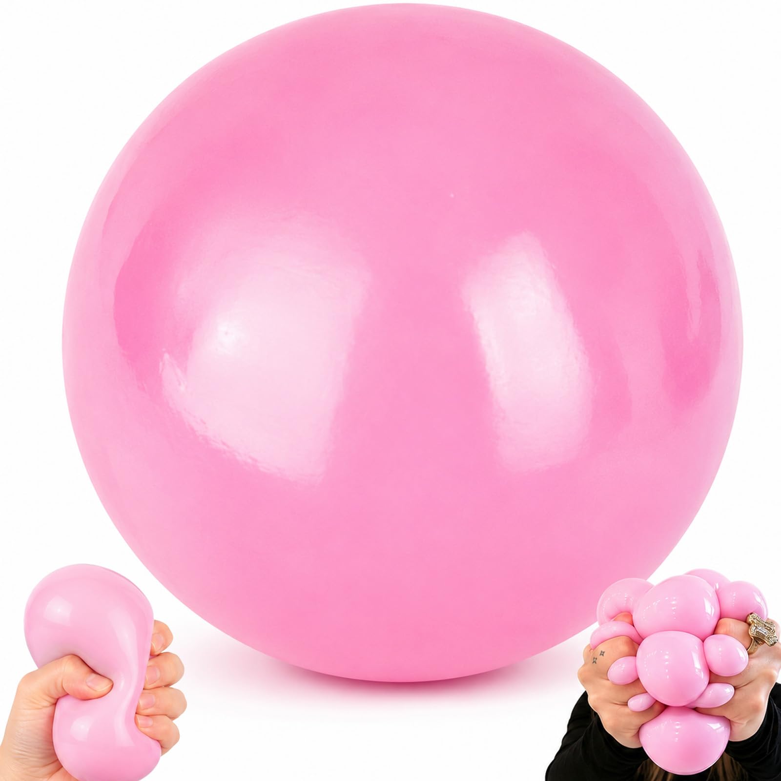MAUDFEK Stress Ball Jumbo, Jumbo Squishies, Large and Appealing, Ideal for Home and Office Desk Decoration, a Great Gift Option, Pink