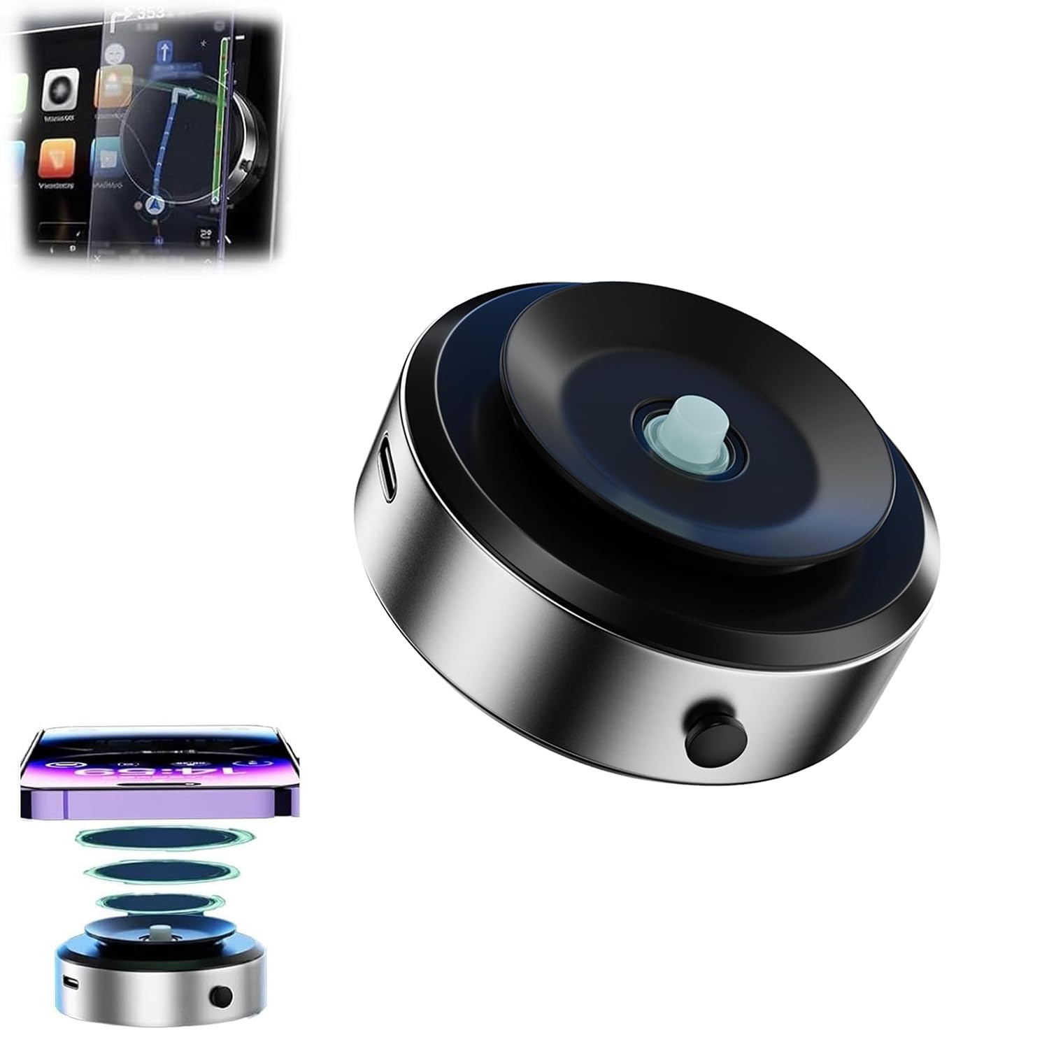 Support Magnétique Téléphone Mag-Safe – Ultra-fin, Clip Inclinable 180°, Amorti, Poignée Portable, Design Aluminium