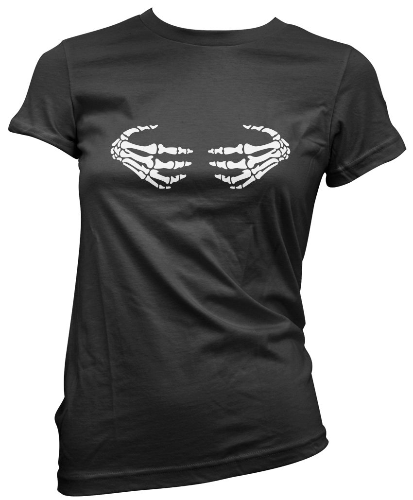 Hotscamp Women's Black Skeleton Hands T-Shirt - 8