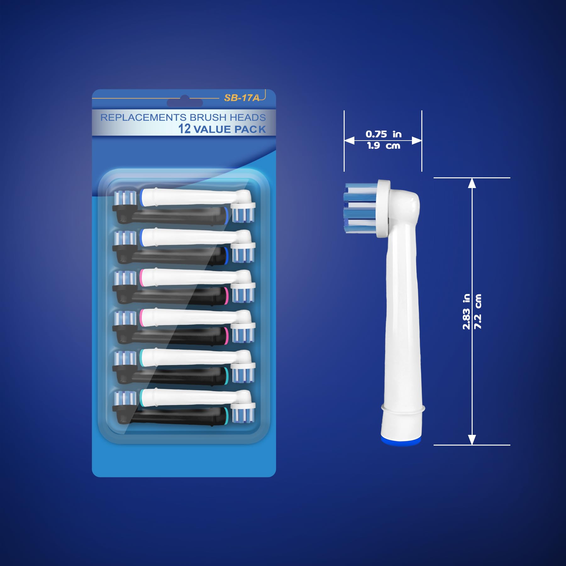 12 cabezales de repuesto para cepillos de dientes eléctricos Oral B Pro 1000, 9600, 500, 7000, 3000, 8000, negro y blanco para el hogar