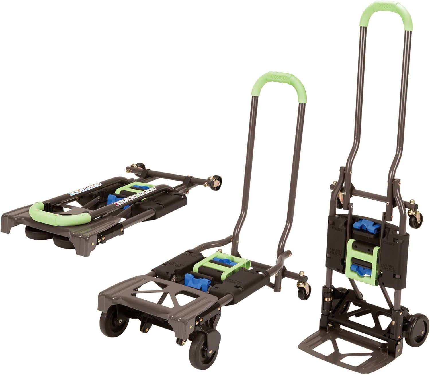 Green Steel Multi-Position Folding Hand Truck and Cart