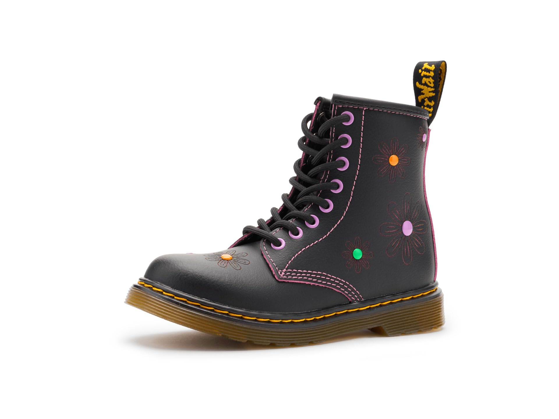 Dr. Martens Unisex Kids 1460 J (Little Kid/Big Kid), Black/Dusty Rose, 4, Medium, Big Kid