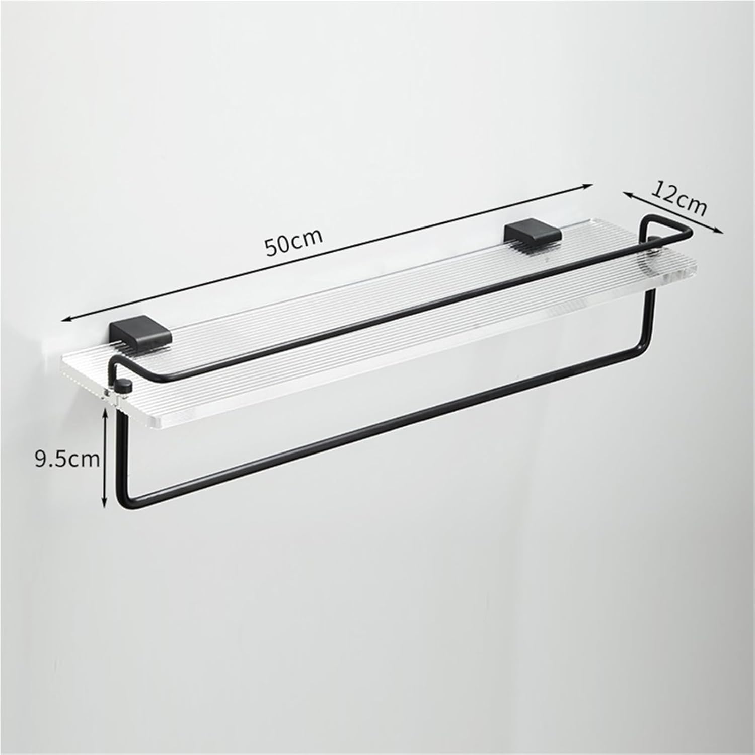 Wall Mounted Acrylic Bathroom Shelf Shower Caddy Bathroom Shelves with Towel Bar Towel Shelf