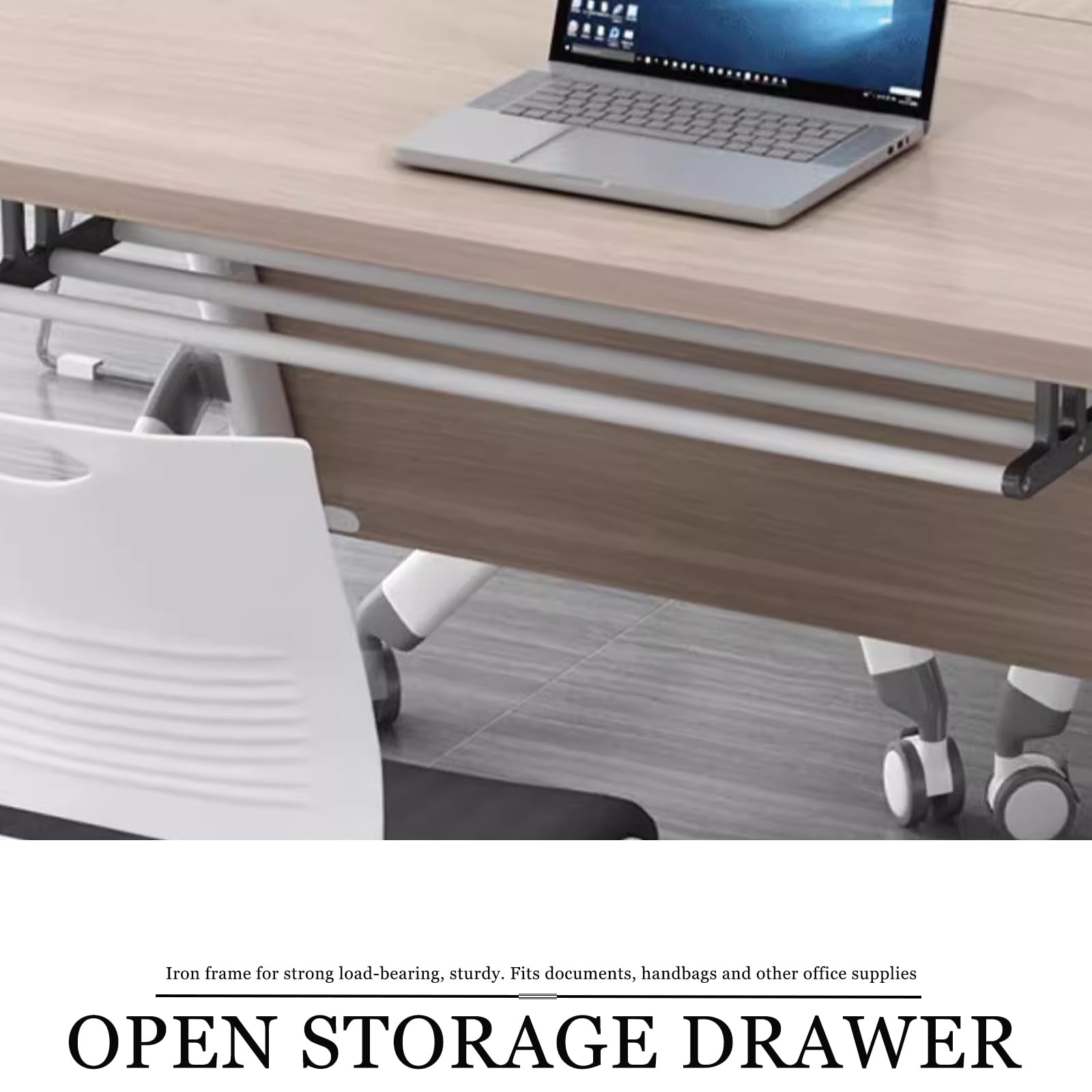 Lot de 2 tables de conférence pliantes avec roulettes, design modulaire pour bureau et salle de réunion, portable et peu encombrante, fourrure