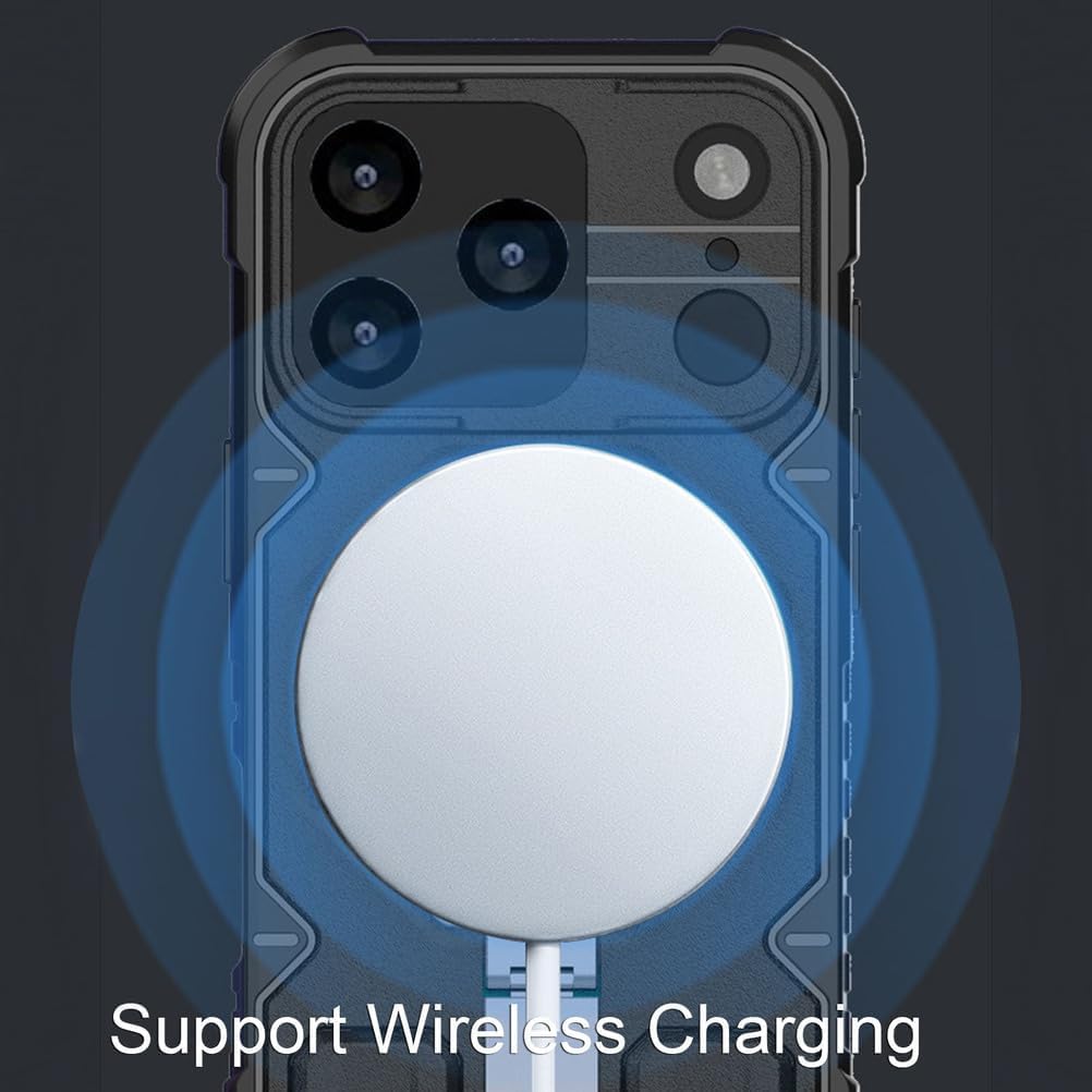 Magnetic Case for iPhone 17/17 Pro/17 Air/17 Pro Max, Heavy Duty Military Case with Ring Holder Anti-Fall Protection Outdoor Cover,17pro,Black