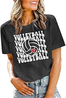 Volleyball Shirts Women Volleyball Mom T Shirts Game Day Team Tee Tops Graphic Casual