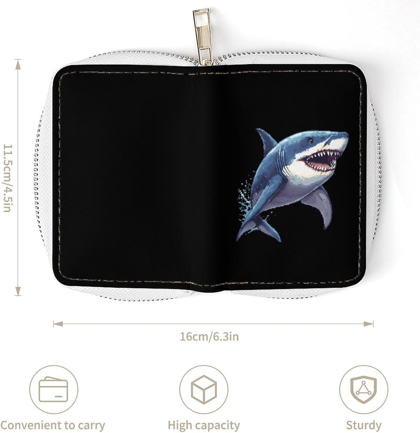 Shark Graphic Animal Art Small Business Credit Card Holder Wallet with 20 Card Slots Case Coin Purse Pouch