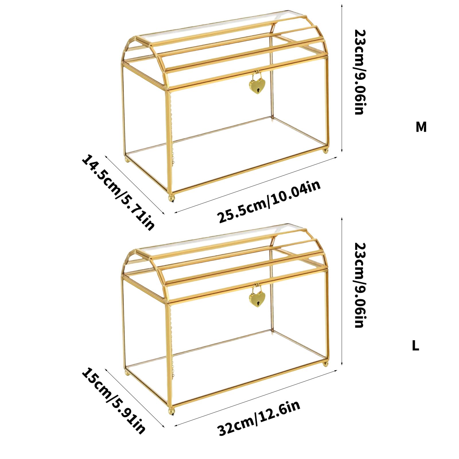 Custodia per Esposizione schede, L | Memory Box in vetro con serratura chiara organizzazione delle lettere sull ' area visualizzazione del