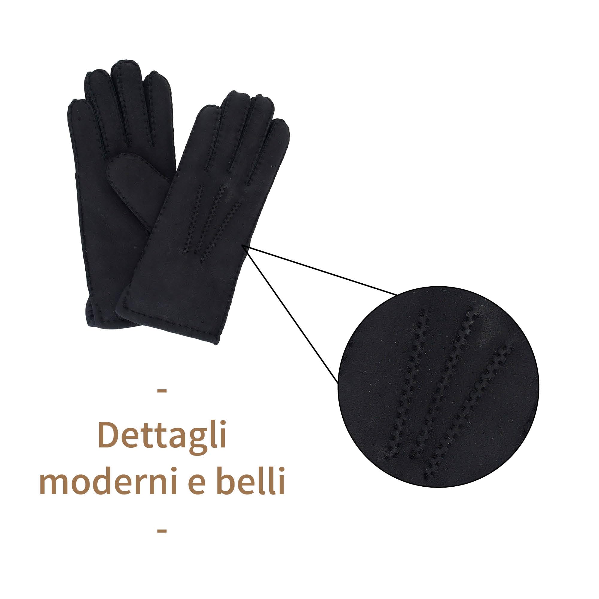 Guanti da donna in pelliccia di agnello - 100% pelliccia di agnello - caldi guanti invernali - colori: nero e marrone - diverse misure - eleganti guanti da donna