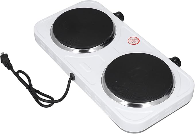 Estufa Eléctrica de Encimera Doble Placa 2000W Blanca miniatura 3