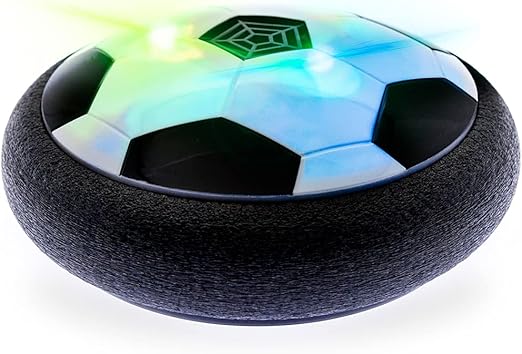 PicassoTiles Hoverball Air Hockey Soccer Floating Disc with LED Light Airlift Power Soft Bumper Indoor Gliding Toy Battery Operated Movement Training Game for Physical Activity Kids Age 3 Plus PTH100