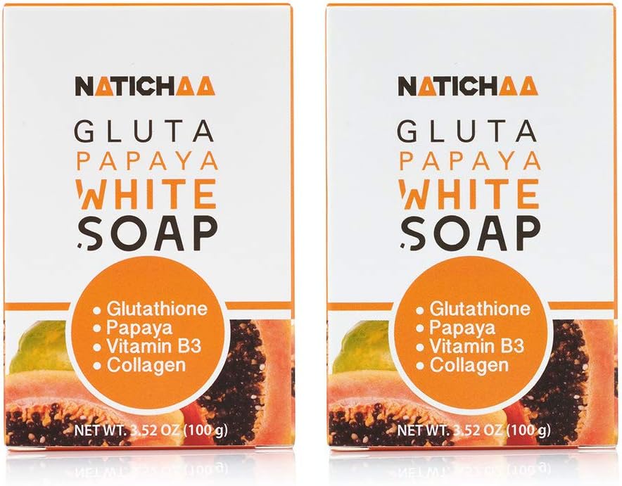 Glutathione Papaya White Soap (2 Pack) - Natural Skin Brightening - Dark Spots, Acne Scars - Acquire a Soft, Silky Smooth Skin for Body & Facial