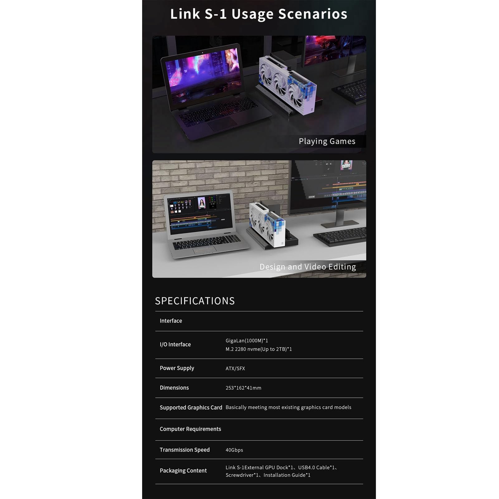 Topiky Custodia GPU Dock Station USB 4.0 Installazione Semplice per Prestazioni di Gioco Migliorate