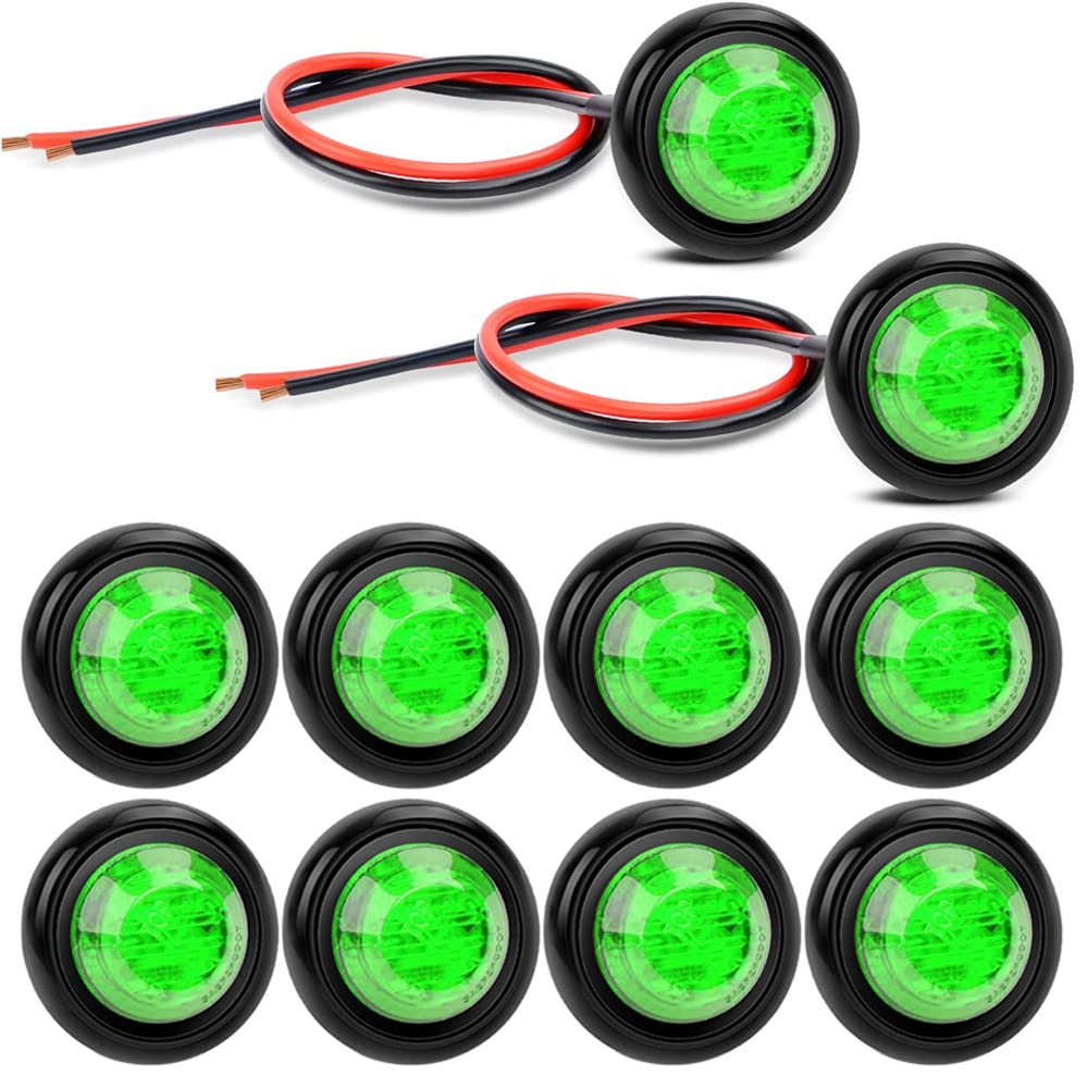 Gebildet 10Stück 12V Runde Umriss LED Vorne Hinten Seitenblinker Bullet Marker Light (Grün)