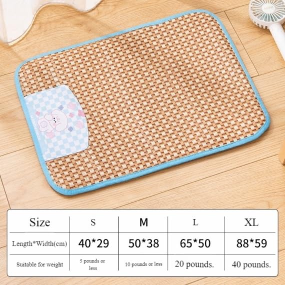Tapis rafraîchissant pour chiens en rotin bleu taille L pour grand panier