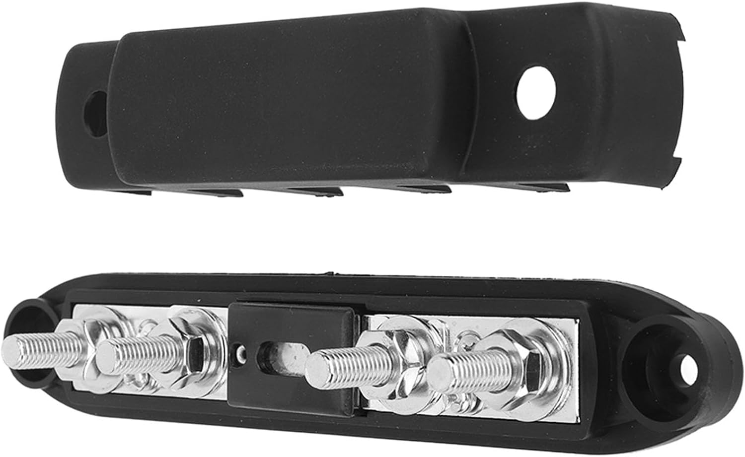 DC12V‑48V 300A Power Distribution Block M8 4 Stud Bus Bar for Cars RVs Ships Marine(black)