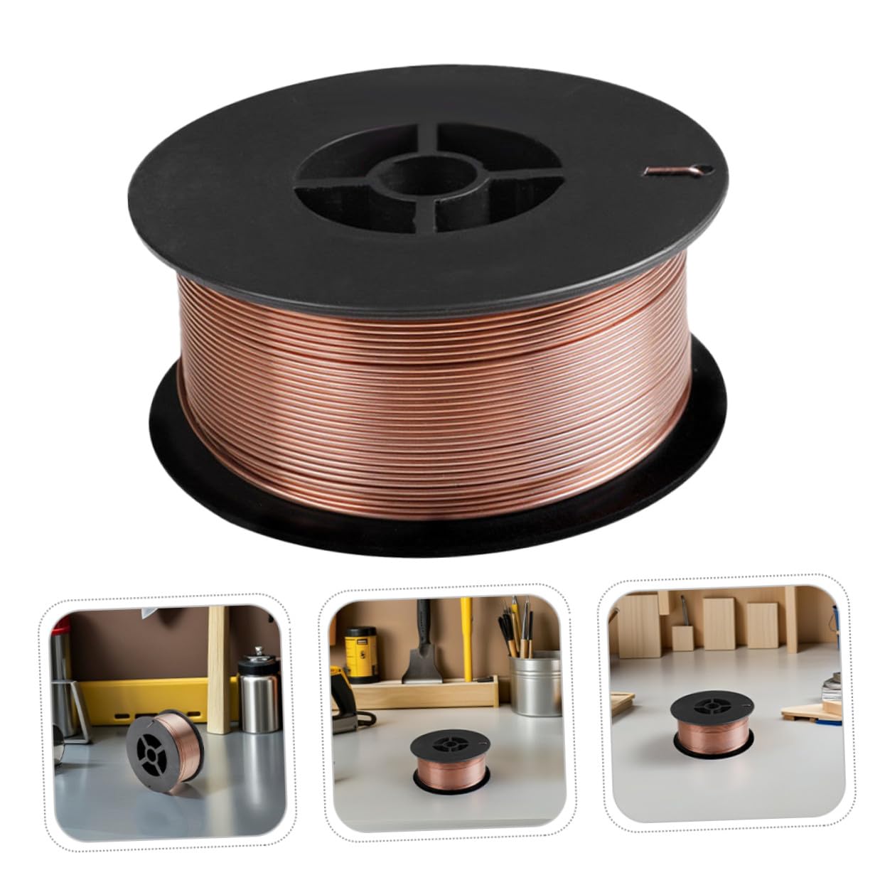 SHINEOFI Alambre de Soldadura de Acero al Carbono Er70s-6, Núcleo Sólido 1,2 Mm, Carrete de 1 Kg para Soldadura Industrial, Electrónica y Maquinaria, Cable para Electricidad y Soldador Mig