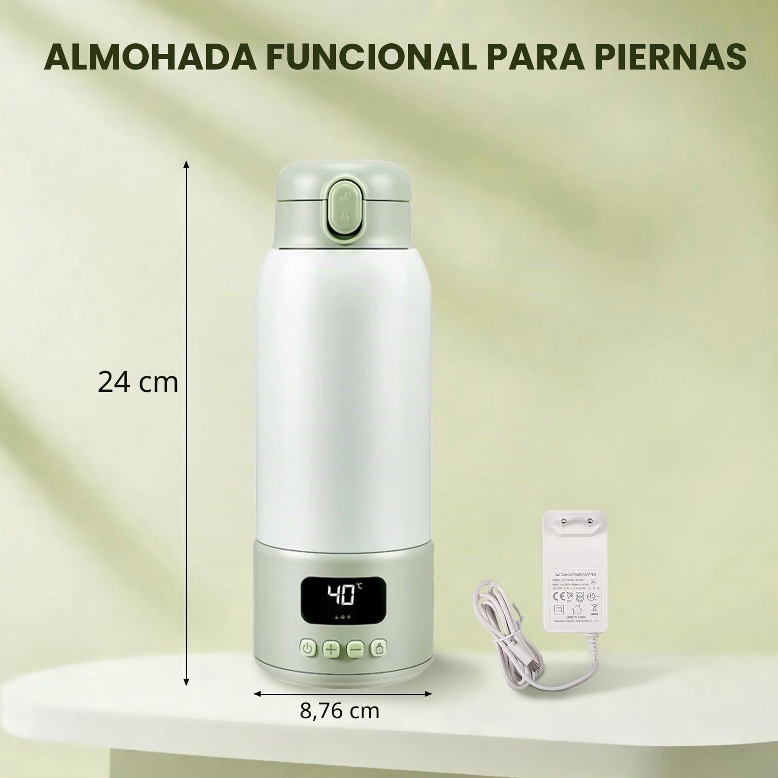 Calienta Biberones Portátil, 500ml Calentador de Leche Portatil para Bebes, ajustable de 37 a 70 grados, Calentamiento Rápido y Larga Duración de la Batería, 16000mAh para leche materna, leche y agua