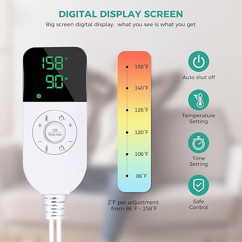 Miniatura 4 de NOWWISH Almohadilla térmica para dolor de espalda y calambres, 17 x 33 pulgadas, calor húmedo y apagado automático, lavable a máquina, regalos del