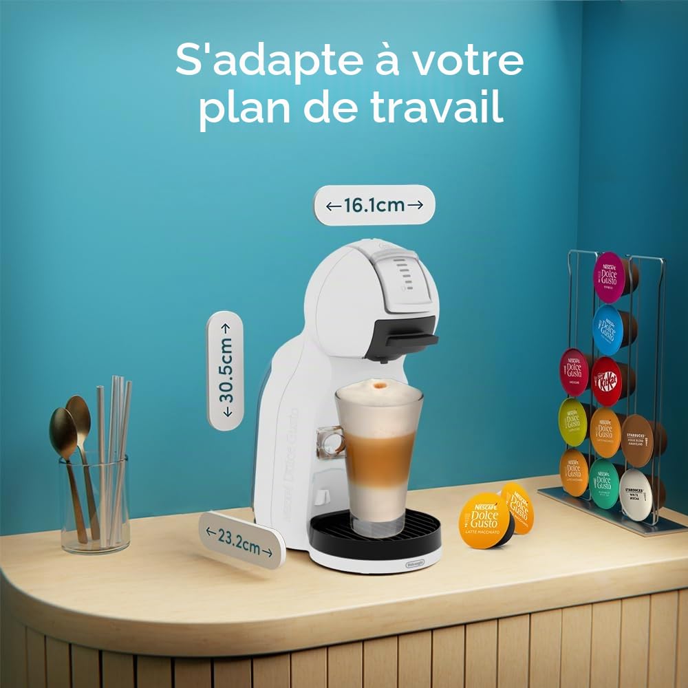 De'Longhi Nescafé Dolce Gusto Mini Me 2 Cafetière à capsules compactes, arrêt automatique, boissons chaudes et froides, pression 15 bar, blanc (EDG335.W)