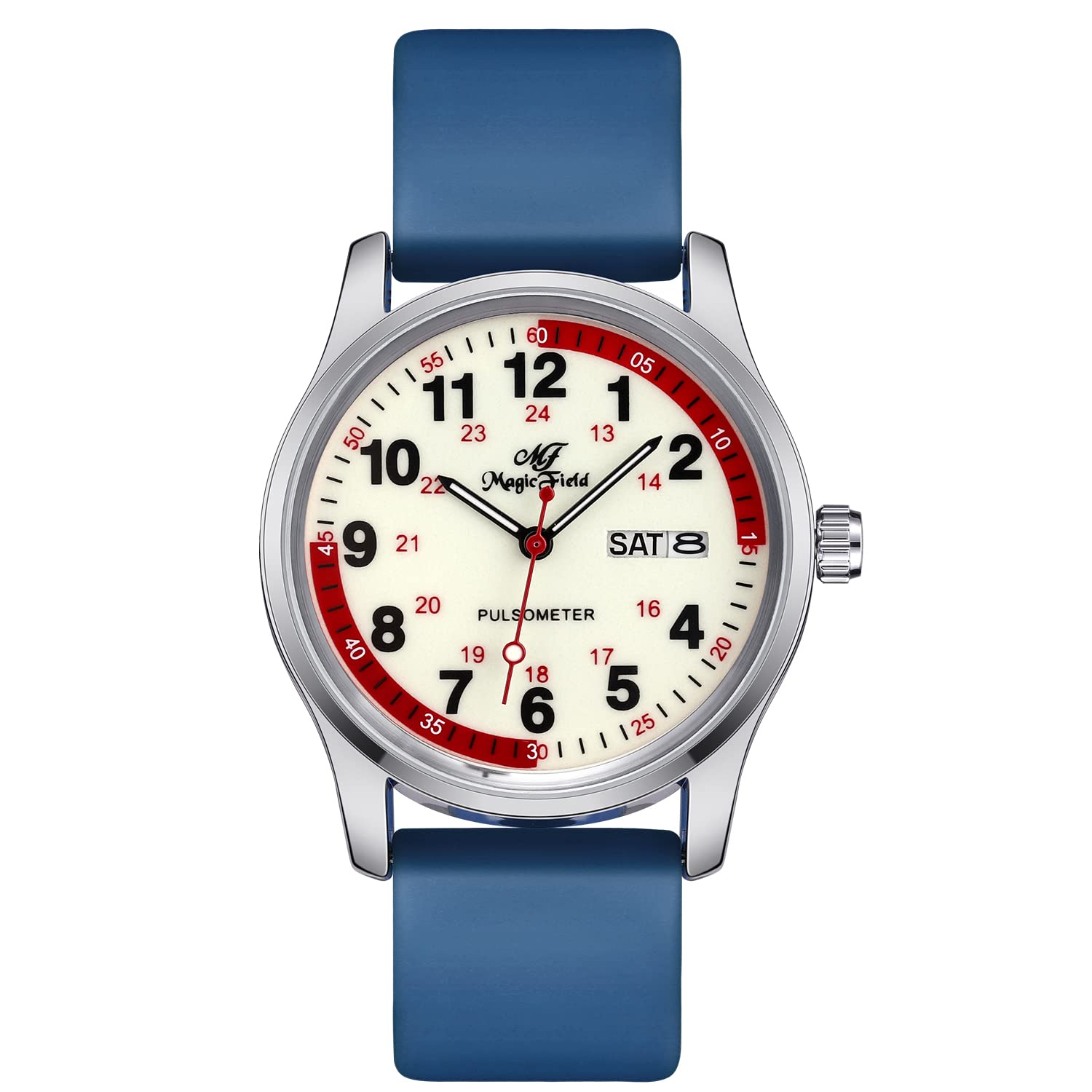 SIBOSUN Nurse Watch for Nurse Doctors Medical Professionals Students Men Women Unisex Easy to Read Dial Second Hand Watch for Nurses Water Resistant Silicone Band