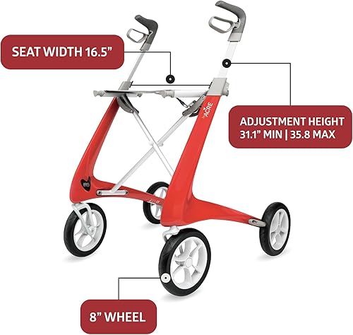 Miniatura 3 de byACRE Carbon Ultralight Rollator Walker with Organizer Bag, Red, Regular Track Red,Black,Blue,White,https:/ www.Yaxa/dp/undefined